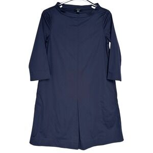 COS Minimalist Retro Cotton A-Line Shift Dress Navy Blue 2